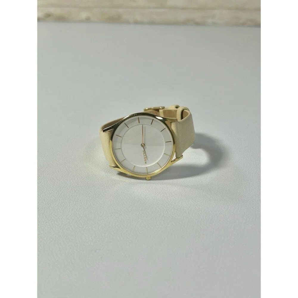 Skagen HOLST Watch SKW2452 Creme White Leather Gold Tone